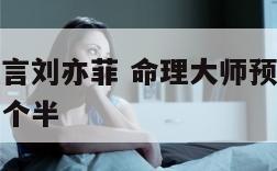 命理大师预言刘亦菲 命理大师预言刘亦菲什么时候另一个半